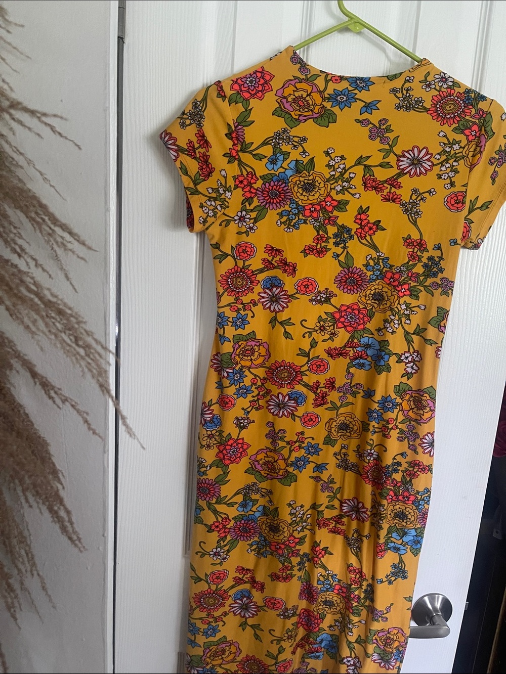 Source Unknown Mustard Yellow Floral Maxi Dress